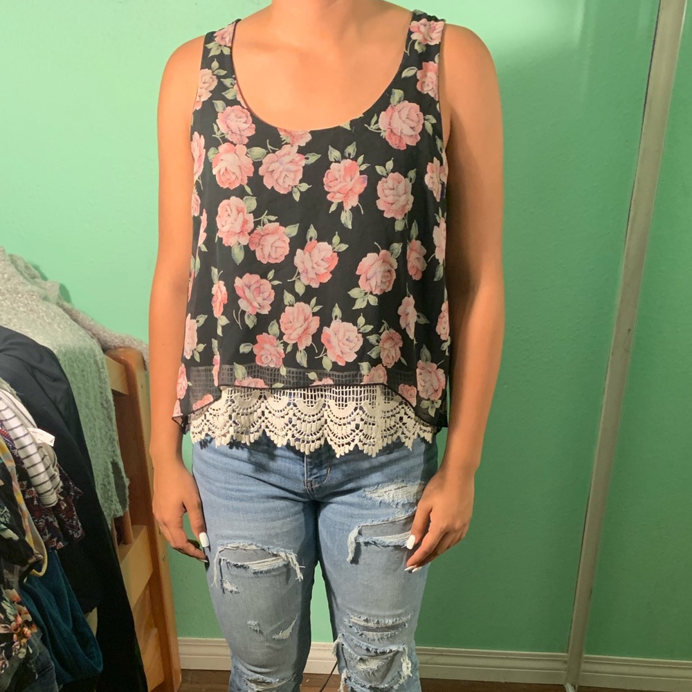 Floral black blouse
